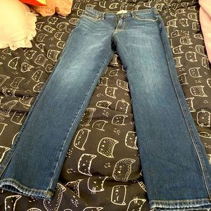 Frame high rise slim leg jeans.